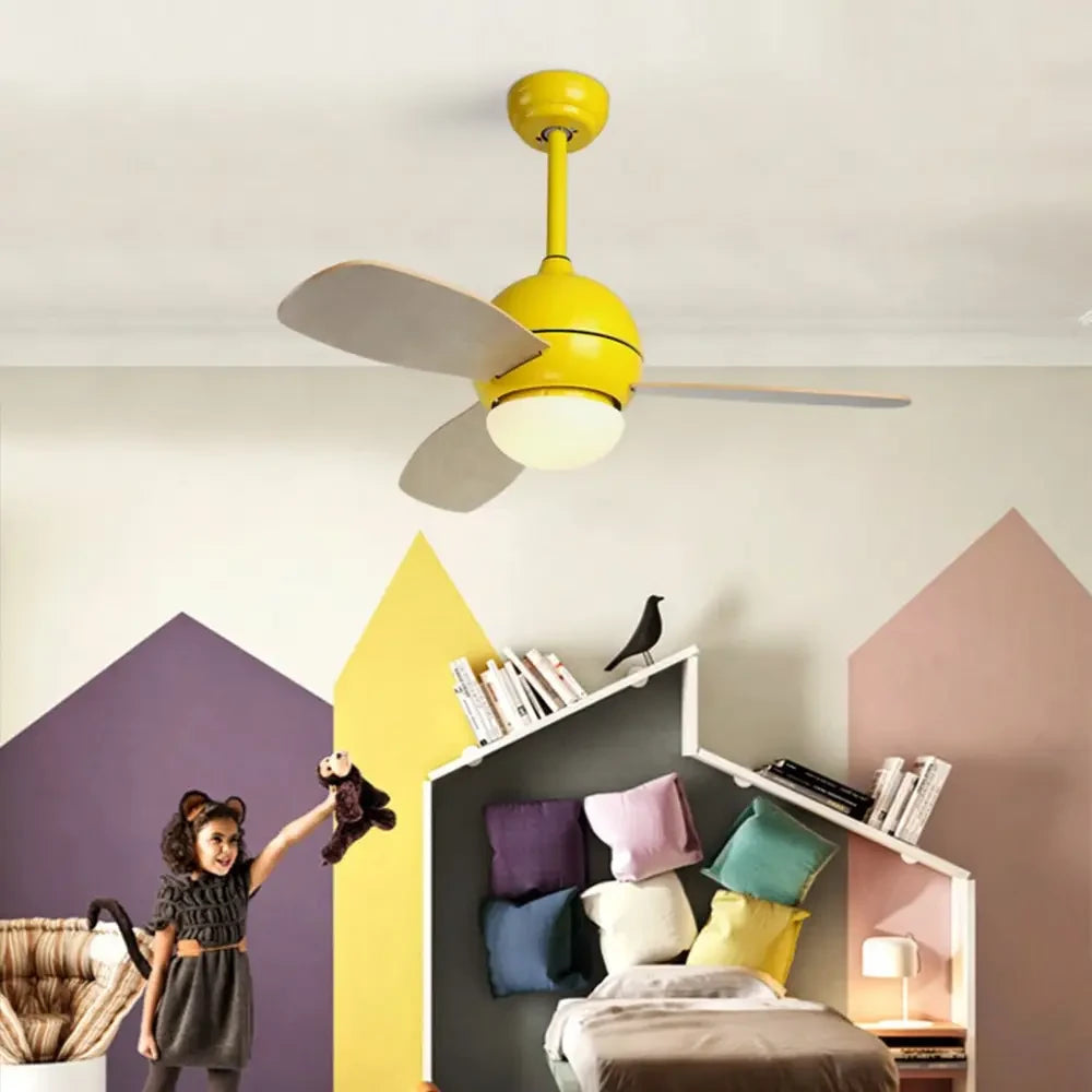 36’ Nordic Minimalist LED Ceiling Fan Light with Remote - Yellow - Lighting > lights Fans