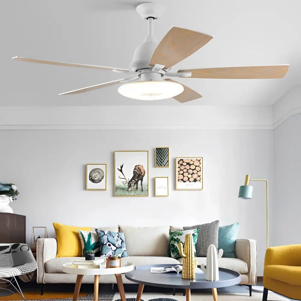 Dimmable LED Ceiling Fan with Wood Grain Blades - Lighting > lights Fans