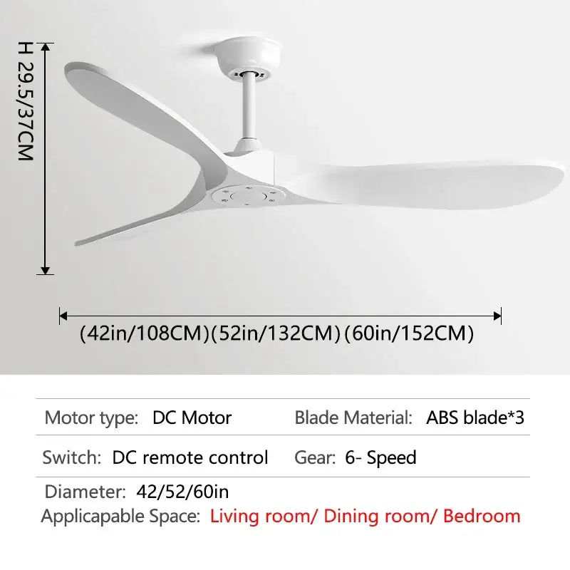 Industrial Vintage Ceiling Fan with Remote Control Pure white / 36inch / DC double