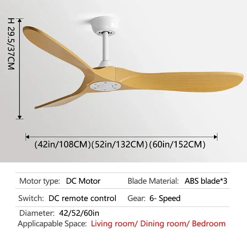 Industrial Vintage Ceiling Fan with Remote Control White wood grain / 36inch / DC double