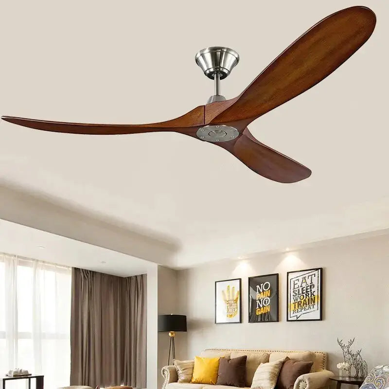 Large Industrial Wooden Ceiling Fan Without Light for Bedroom,Living - Fans