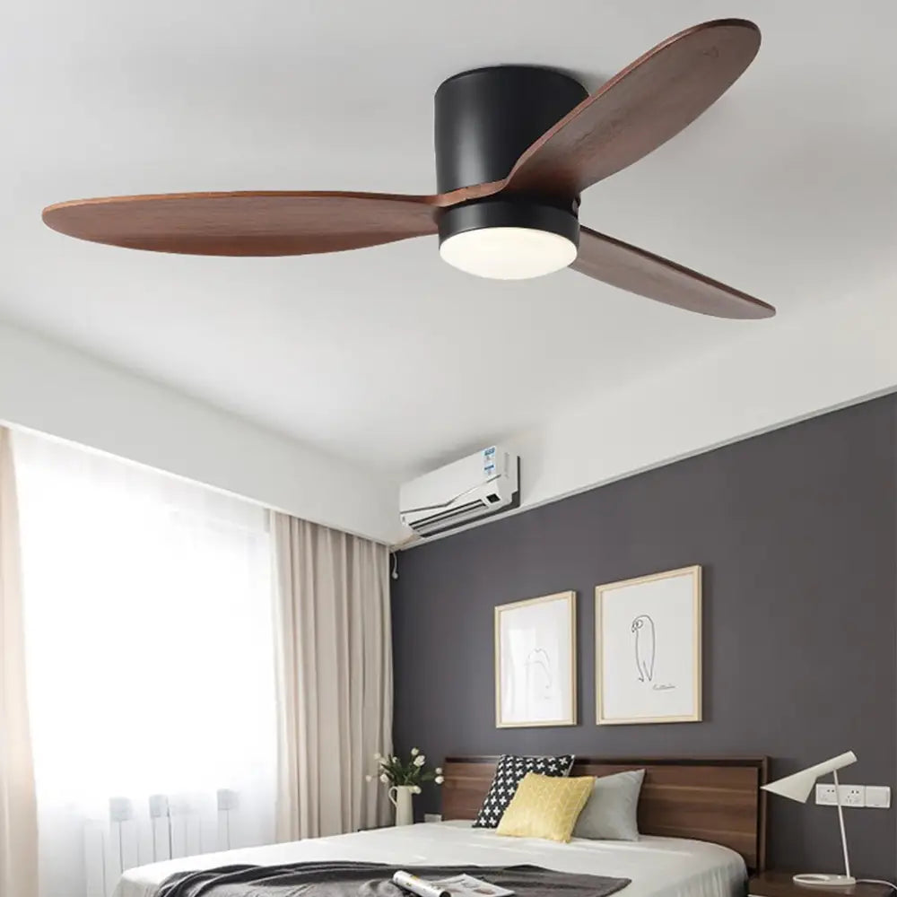 LED Nordic Flush Mount Ceiling Fan Light Chandelier - Black / Coffee / With - Lighting >