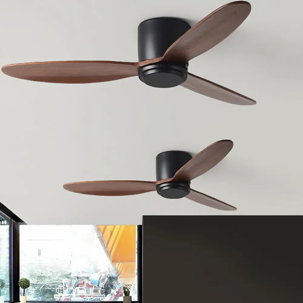 LED Nordic Flush Mount Ceiling Fan Light Chandelier - Black / Coffee / Without - Lighting