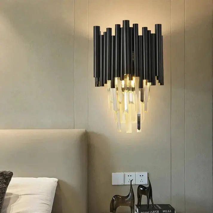 Luxury Black Crystal Wall Sconce for Living Bedroom Beside - Sconces