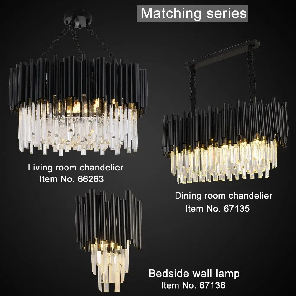 Luxury Black Crystal Wall Sconce for Living Bedroom Beside - Sconces