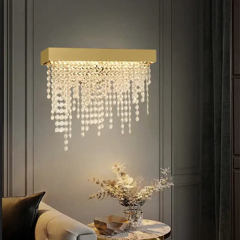 Luxury Gold Crystal Wall Sconce for Bedside Bedroom Living - Sconces