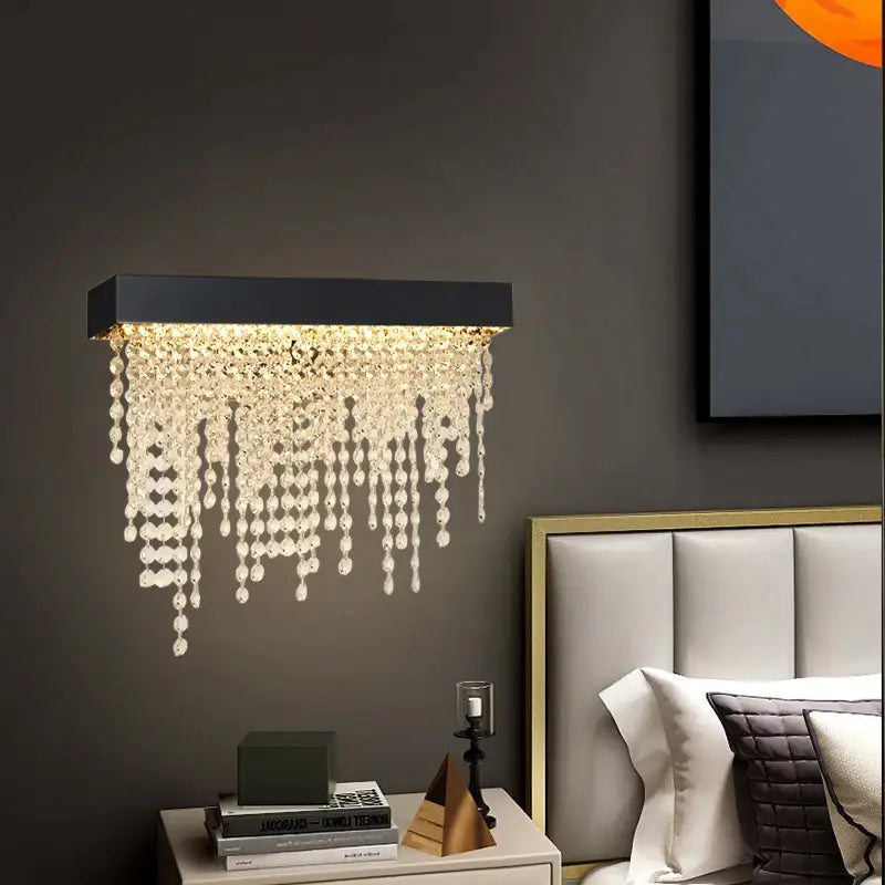 Luxury Gold Crystal Wall Sconce for Bedside Bedroom Living - Sconces