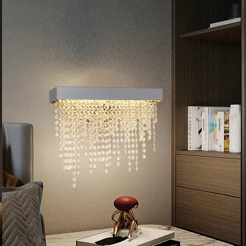 Luxury Gold Crystal Wall Sconce for Bedside Bedroom Living - Sconces