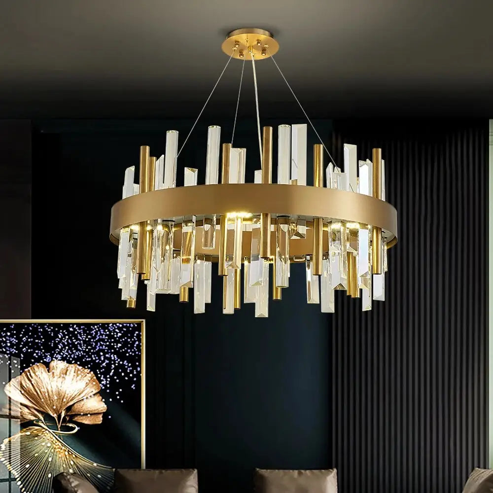 Luxury Hanging Round Crystal Chandelier for Living Bedroom