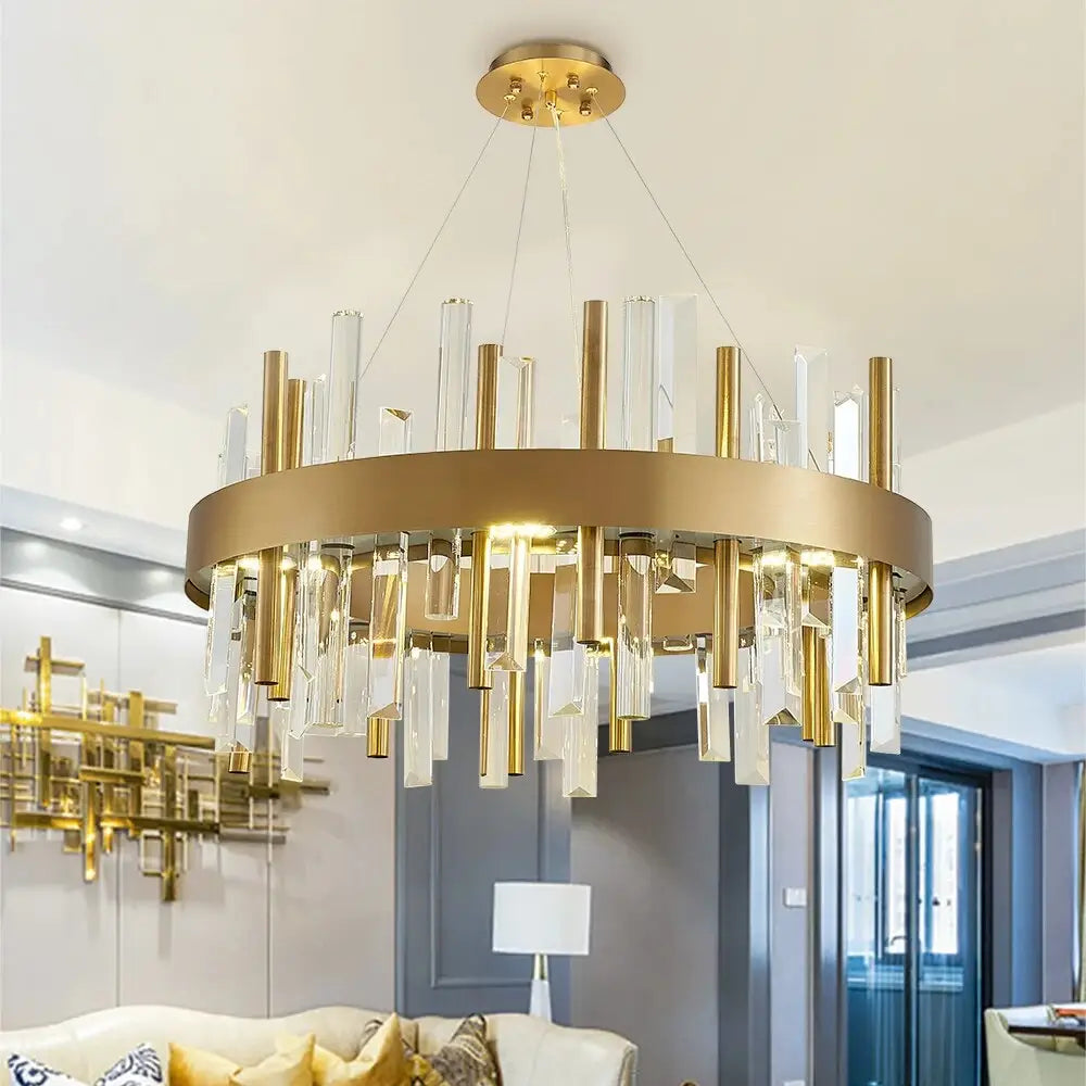 Luxury Hanging Round Crystal Chandelier for Living Bedroom