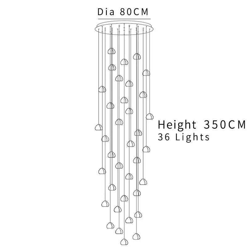 Luxury Modern Crystal LED Chandelier for Staircase Lobby - 36 lights / NON dimm Warm