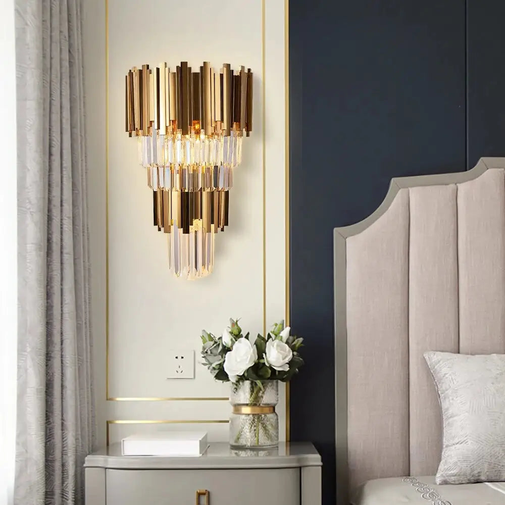 Luxury Modern Crystal Wall Sconce for Bedside Living Bedroom - Sconces