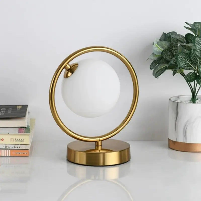 Modern Brass Glass Round Ring LED Table Lamp - Home & Garden > Lighting Lamps