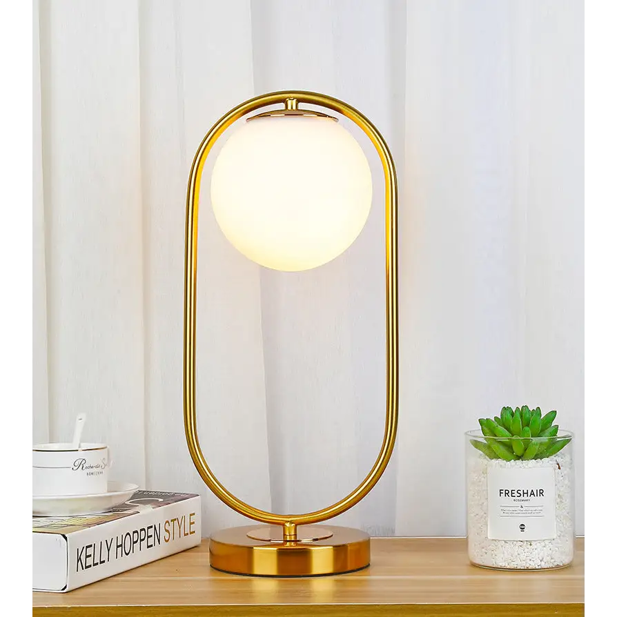 Modern Brass Glass Round Ring LED Table Lamp - Home & Garden > Lighting Lamps