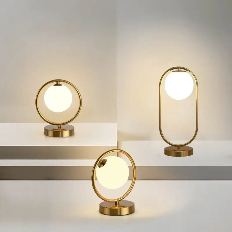 Modern Brass Glass Round Ring LED Table Lamp - Home & Garden > Lighting Lamps
