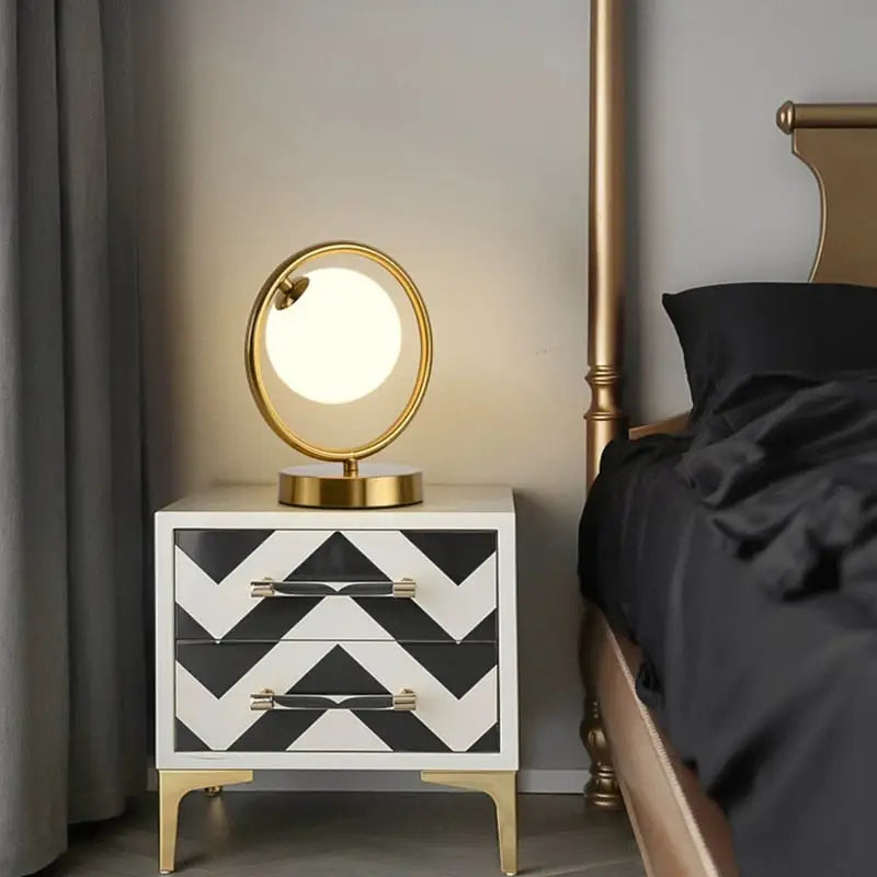 Modern Brass Glass Round Ring LED Table Lamp - Home & Garden > Lighting Lamps