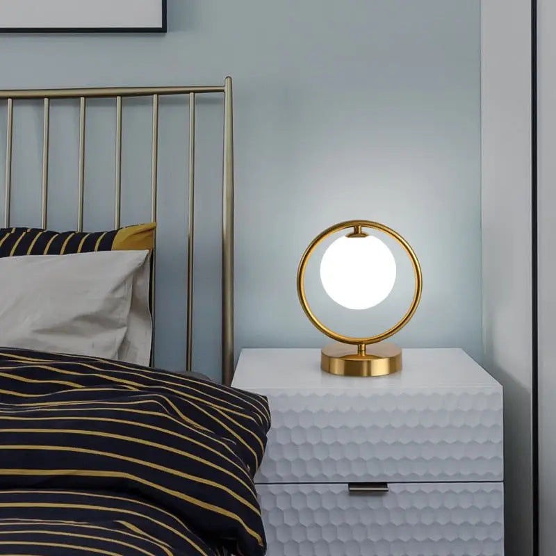 Modern Brass Glass Round Ring LED Table Lamp - Home & Garden > Lighting Lamps