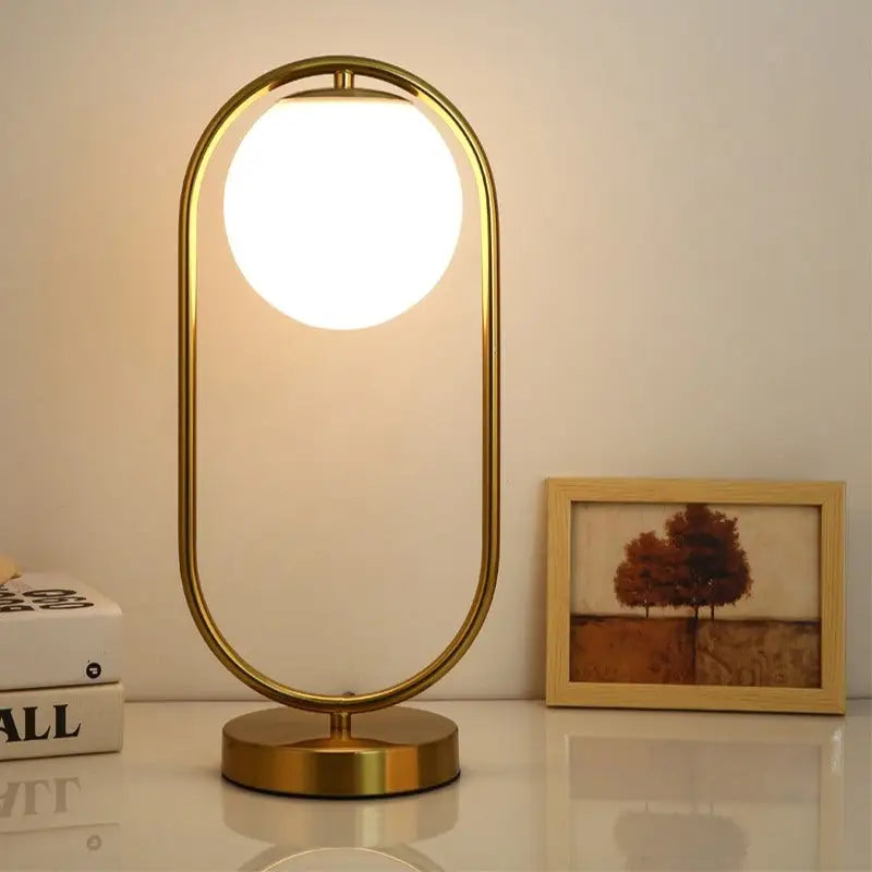 Modern Brass Glass Round Ring LED Table Lamp - Home & Garden > Lighting Lamps