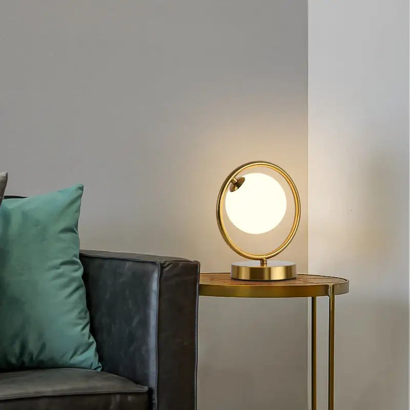 Modern Brass Glass Round Ring LED Table Lamp - Home & Garden > Lighting Lamps