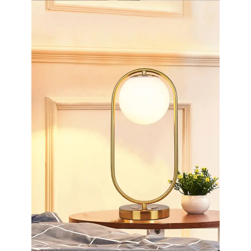 Modern Brass Glass Round Ring LED Table Lamp - Home & Garden > Lighting Lamps
