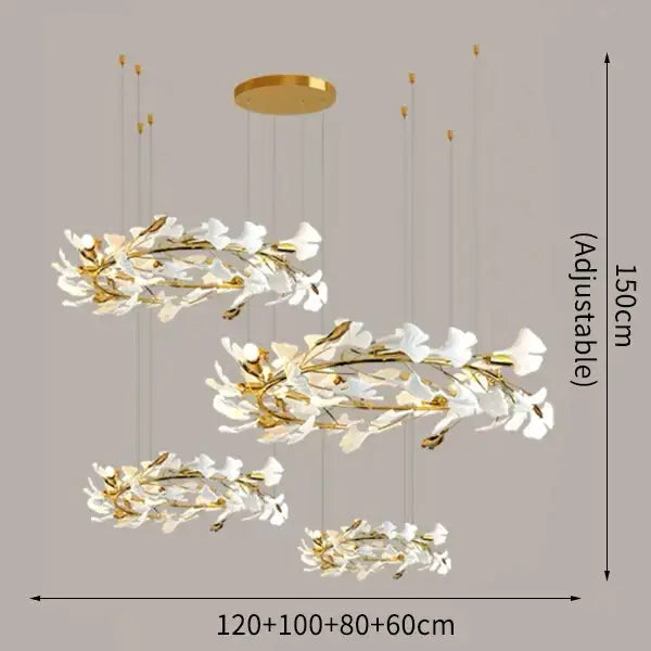 Modern Ceramic Petals Hang Chandelier for Living Bedroom - Dia120x100x80x60cm / NON dimm