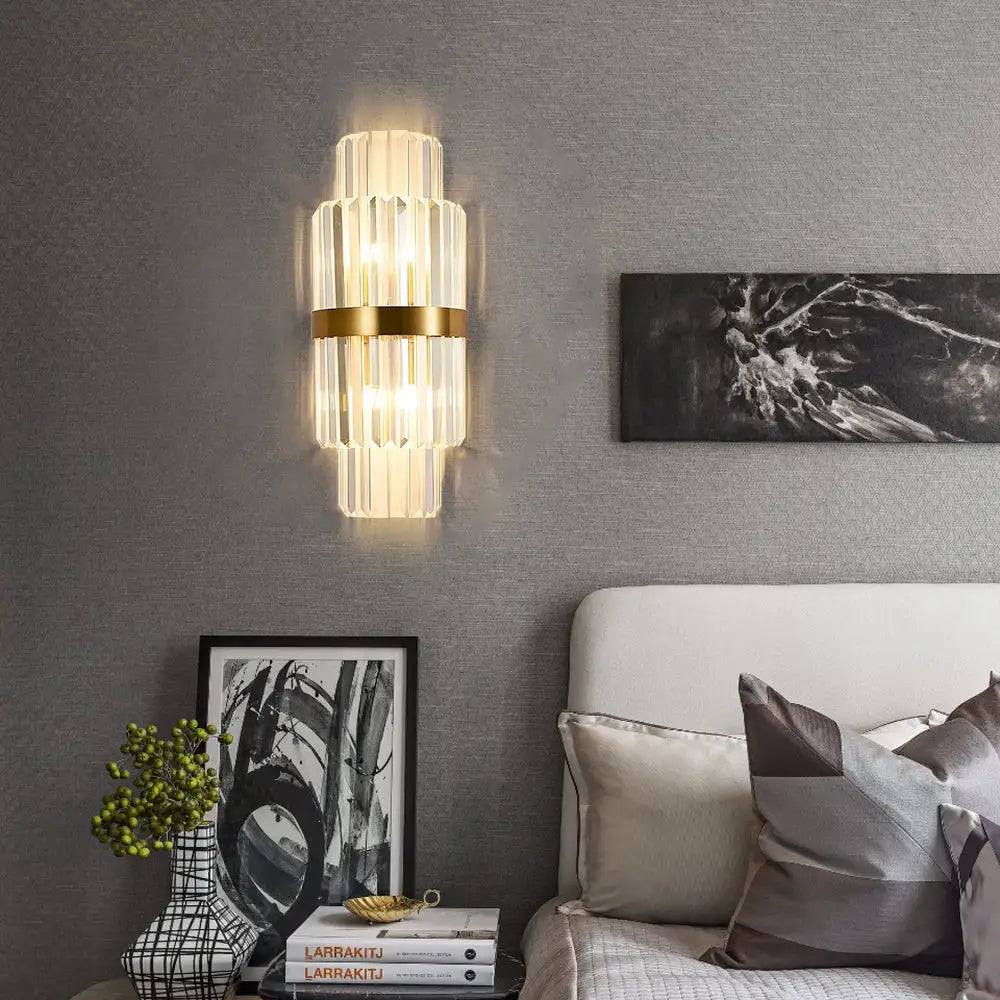 Modern Crystal Gold Wall Lamp: A Bedside Loft Light by Toplightstore - Home & Garden >