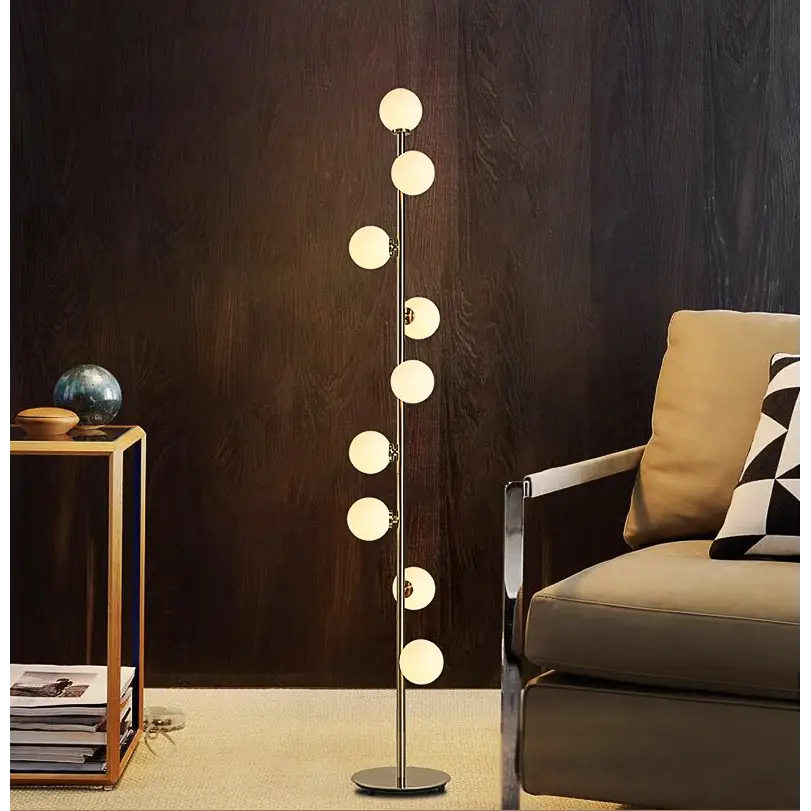 Modern Gold Glass Ball Floor Lamp for Living Bedroom - Lighting > Table & Lamps