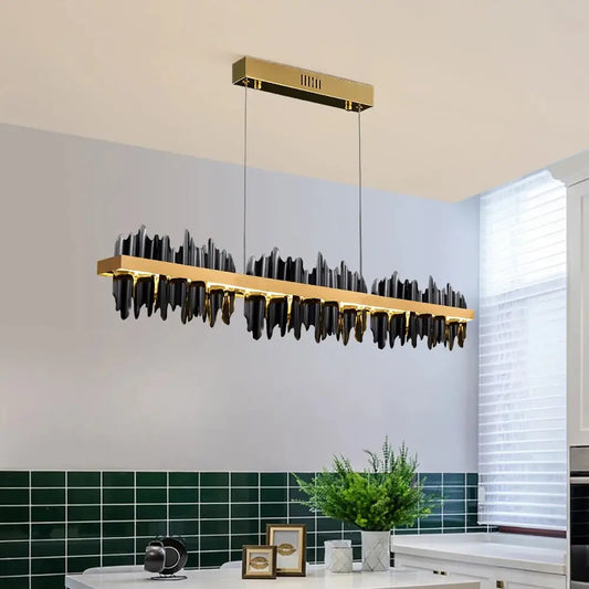 Modern Iceberg Hanging Rectangle Chandelier for Dining Kitchen