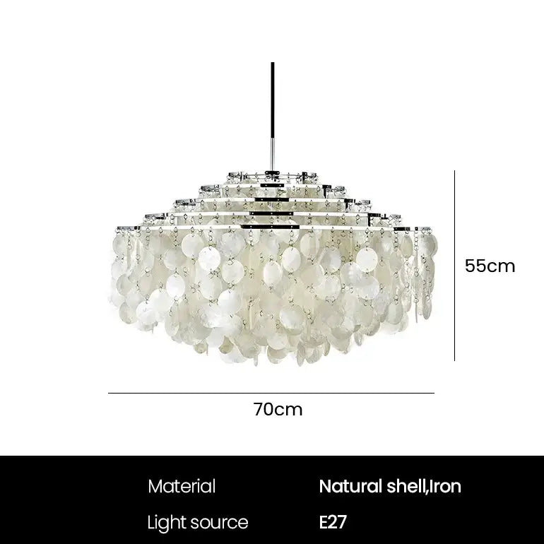 Modern Seashell Chandelier Lights - 70cm / Golden / Cold White - Home & Garden > Lighting