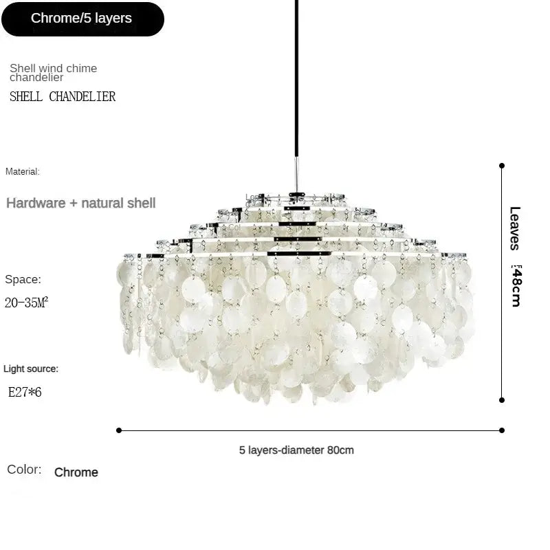 Modern Seashell Chandelier Lights - 80cm / Chrome / Warm White - Home & Garden > Lighting