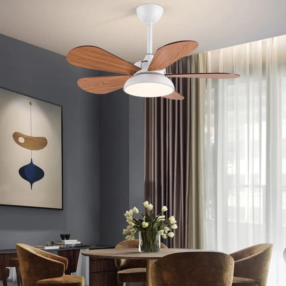 Nordic Cartoon Noiseless Kids Ceiling Fan with Lights - White / Wood 5 Lighting > Fans