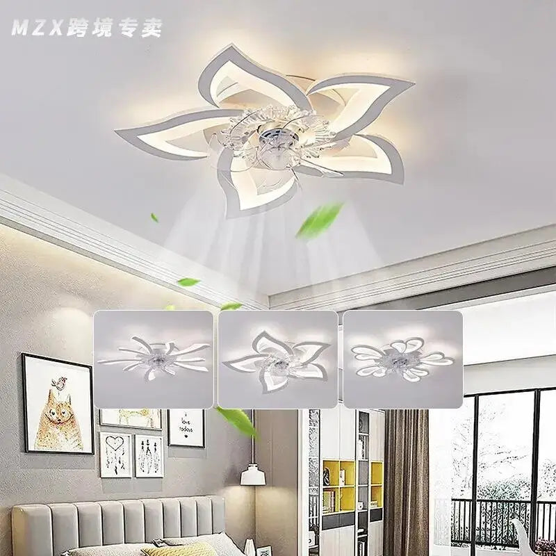 Nordic Creative Ceiling Fan with LED Light for Bedroom Living - Fans