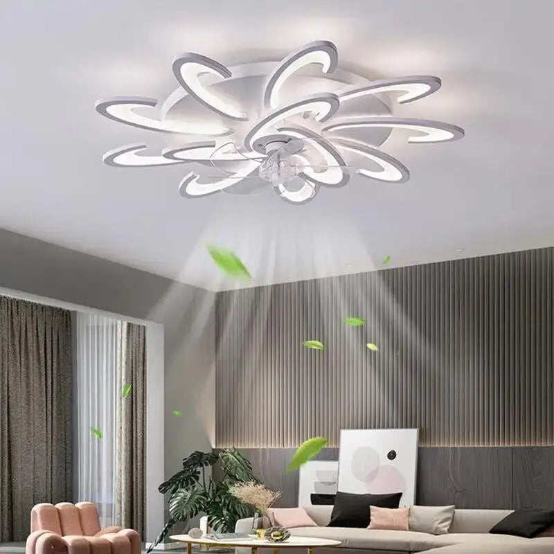 Nordic Creative Ceiling Fan with LED Light for Bedroom Living - Fans