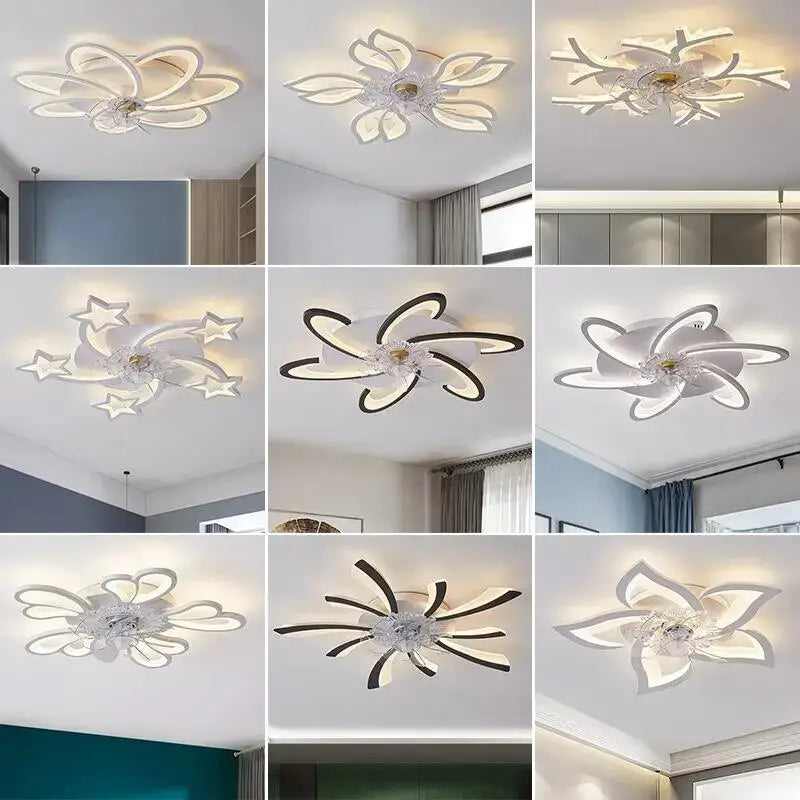 Nordic Creative Ceiling Fan with LED Light for Bedroom Living - Fans