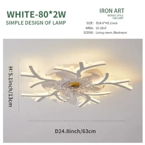 Nordic Creative Ceiling Fan with LED Light for Bedroom Living - Model 3 / Led Color