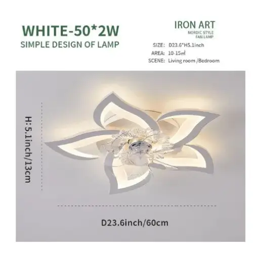 Nordic Creative Ceiling Fan with LED Light for Bedroom Living - Model 7 / Led 3 Color