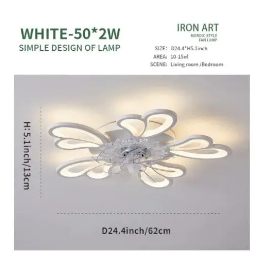 Nordic Creative Ceiling Fan with LED Light for Bedroom Living - Model 8 / Led 3 Color