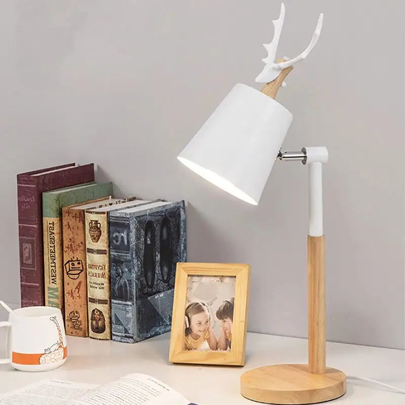 Nordic Elk Antler Wood Table Lamp for Study Living Bedroom