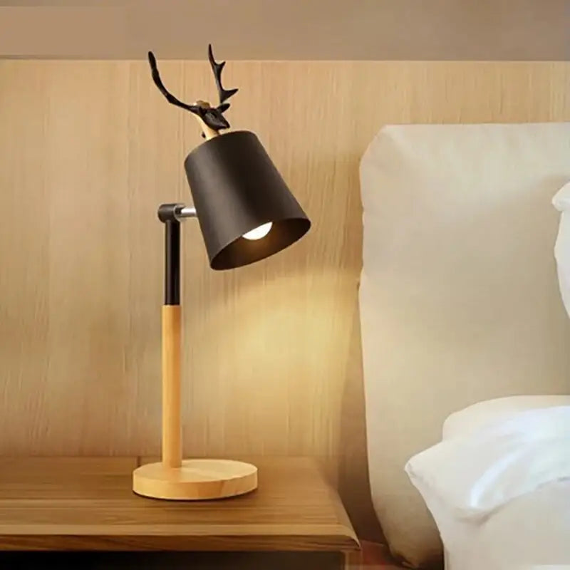 Nordic Elk Antler Wood Table Lamp for Study Living Bedroom