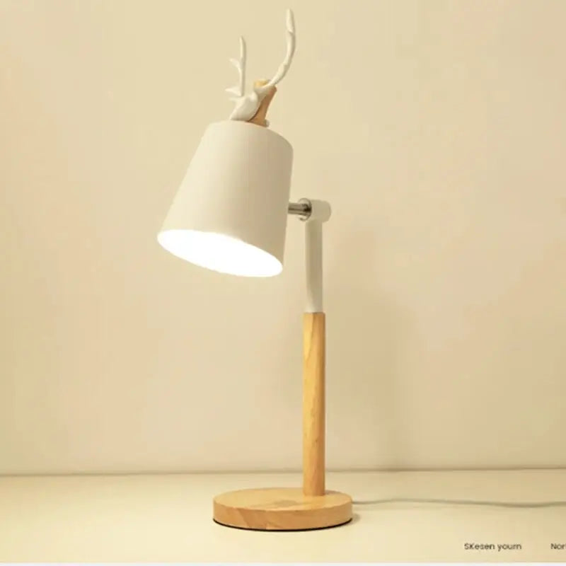 Nordic Elk Antler Wood Table Lamp for Study Living Bedroom