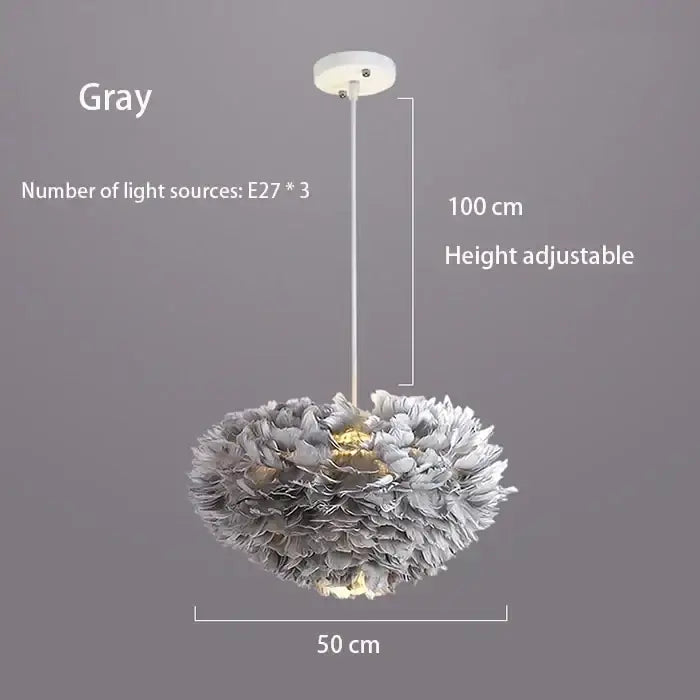 Nordic Feather Chandelier for Modern Interiors - Gray 50cm - Home & Garden > Lighting