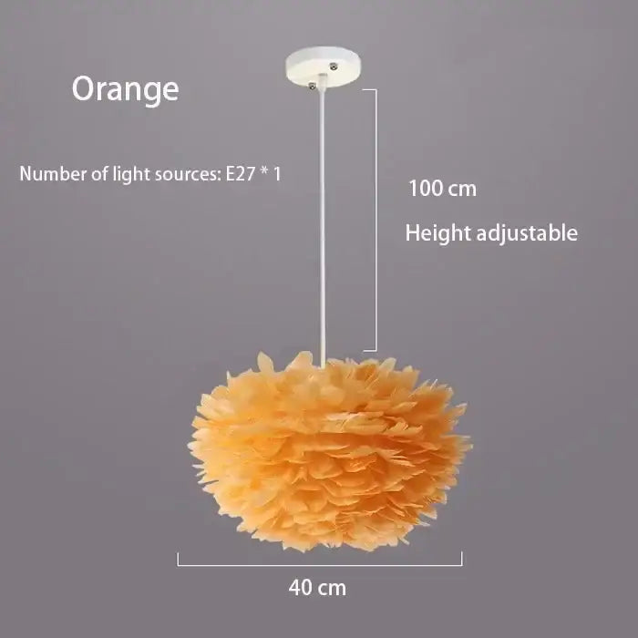 Nordic Feather Chandelier for Modern Interiors - Orange 40cm - Home & Garden > Lighting