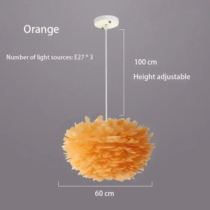 Nordic Feather Chandelier for Modern Interiors - Orange 60cm - Home & Garden > Lighting