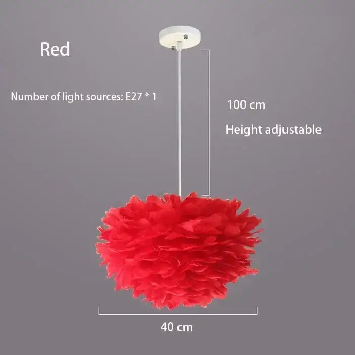 Nordic Feather Chandelier for Modern Interiors - Pink 40cm1 - Home & Garden > Lighting