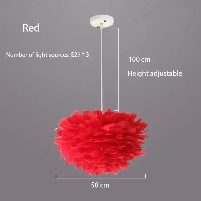 Nordic Feather Chandelier for Modern Interiors - Pink 50cm2 - Home & Garden > Lighting
