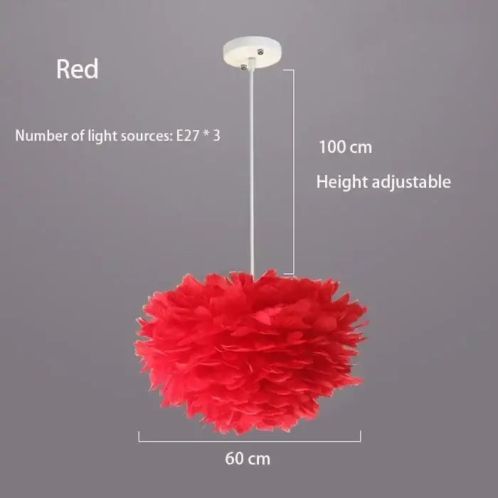 Nordic Feather Chandelier for Modern Interiors - Pink 60cm3 - Home & Garden > Lighting