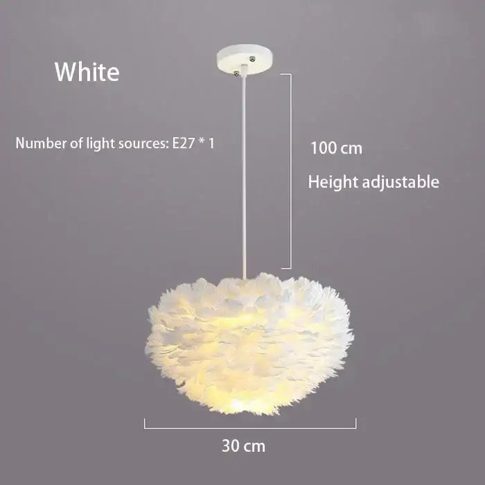 Nordic Feather Chandelier for Modern Interiors - White 30cm - Home & Garden > Lighting