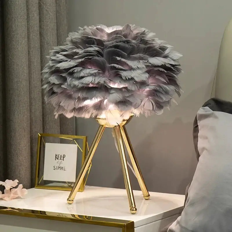 Nordic Feather Table Lamp - Romantic Modern Design - Grey gold 30cm / US - Lighting > &