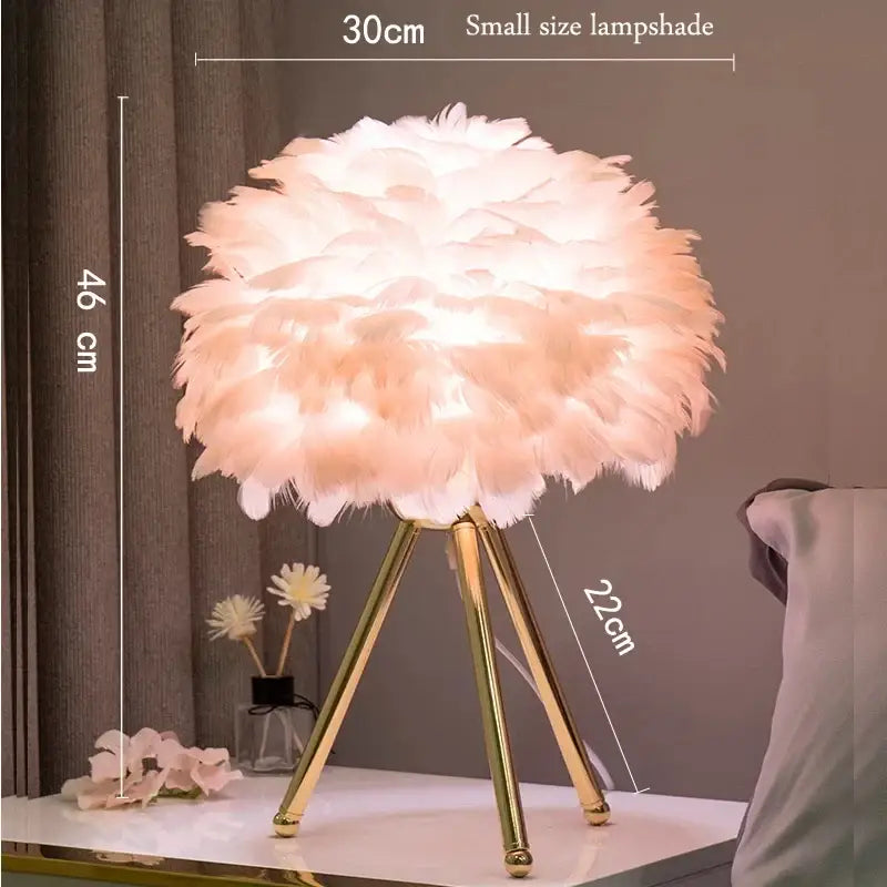 Nordic Feather Table Lamp - Romantic Modern Design - Light pink gold 30cm / US - Lighting