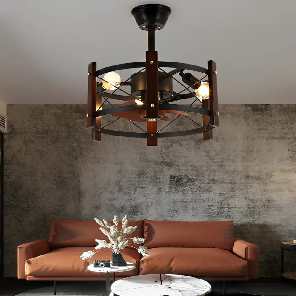 Retro American Style Bladeless Ceiling Fan with Chandelier - Lighting > lights Fans